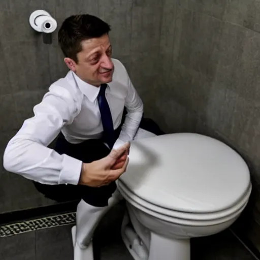 Image similar to Zelensky flushes himself in the toilet