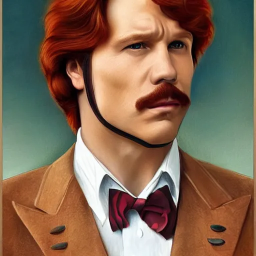 Image similar to Pre-Raphaelite portrait of American Actor Ron-Burgundy Artgerm