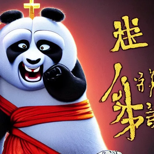 Prompt: religious icon of kung fu panda