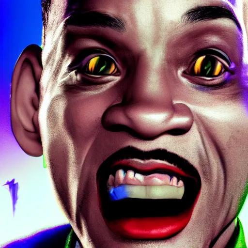 Prompt: Will smith is the Joker, hyperdetailed, artstation, cgsociety, 8k