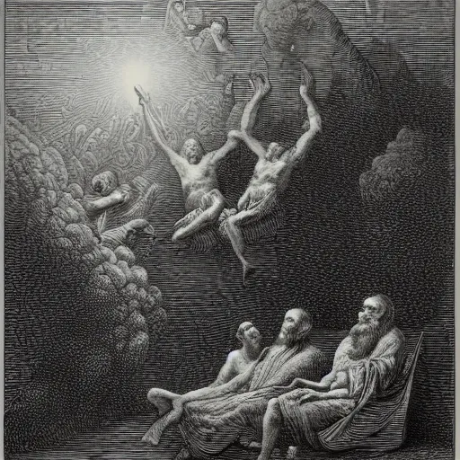 Image similar to the internet, an engraving by gustave dore