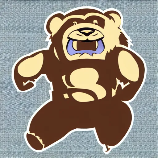 Image similar to A team mascot bear kicking a rugby ball, fierce, angry, hairy, vector, vectorised, professional graphic design, NBA logo