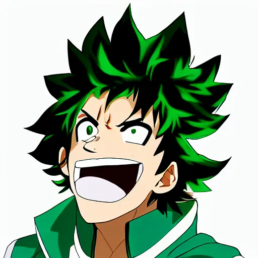 Prompt: high quality portrait of Izuku Midoriya winking