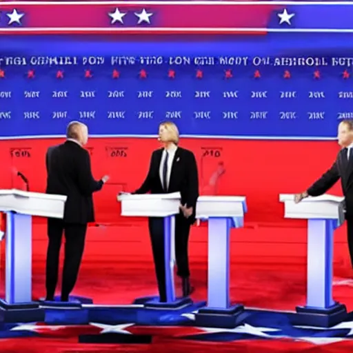 Prompt: A fight breaking out at the 2024 presidential debate