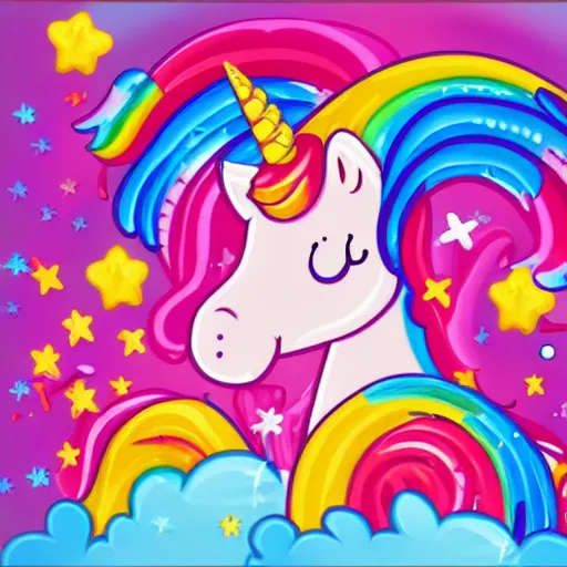 Prompt: a unicorn with sprinkles flowing around it