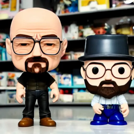 Image similar to Walter white funko pop about to be crushed by hydraulic press