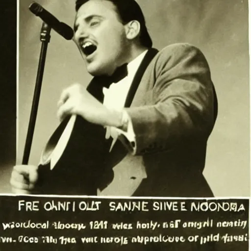 Prompt: frank santara singing in the old days