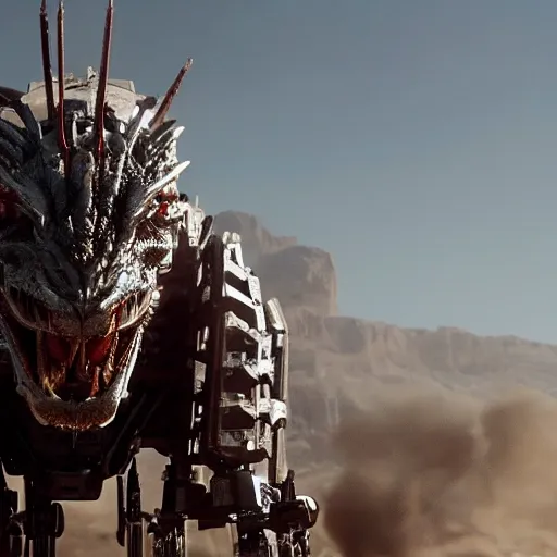 Image similar to cinematic still of westworld, a intact si - fi robotic fantasy dragon, well armored mech dragon, highly detailed