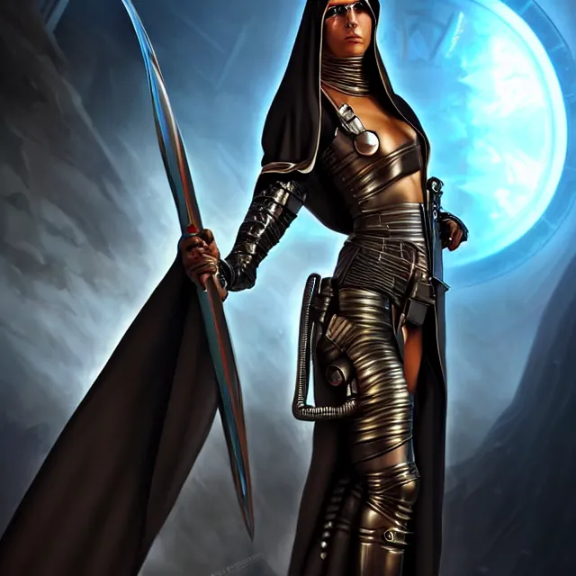 Image similar to cyberpunk nun warrior artgerm anne stokes highly detailed 8 k hdr smooth sharp focus high resolution award - winning photo photorealistic