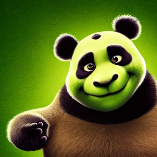 Prompt: A panda that looks like Shrek, high definition , 4k , cartoonish