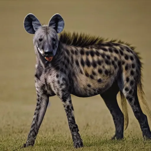 Prompt: photo of a horse hyena hybrid