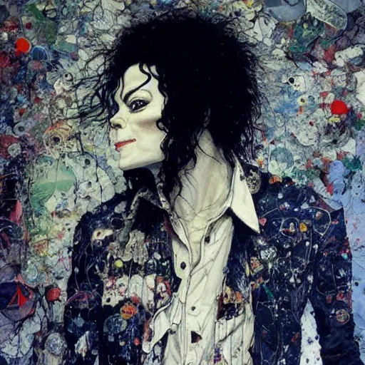 Image similar to michael jackson in the style of adrian ghenie esao andrews jenny saville surrealism dark art by james jean takato yamamoto and by ashley wood and mike mignola