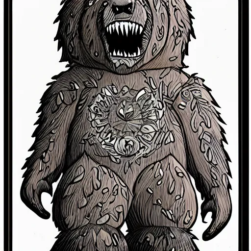 Prompt: Monster Bear, an illustration by Tin Bott