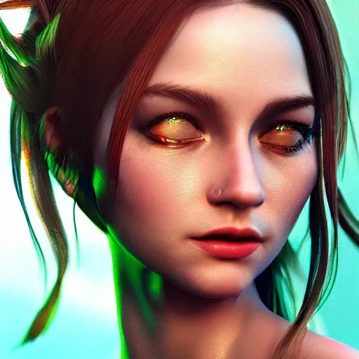 Image similar to beautiful girl portrait, hell in the background, character concept style trending on artstation concept art detailed octane render cinematic photo-realistic 8k high detailed