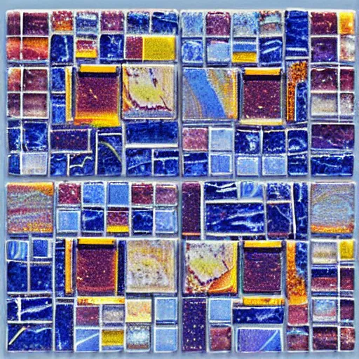 Prompt: grangemouth in mixed size mosaic tiles by erin hanson