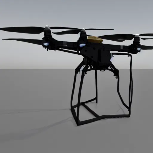 Image similar to brutalist military quadcopter