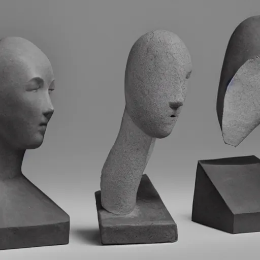 Prompt: Fragmented sculpture of three idealized female nudes missing their heads and facing in different directions
