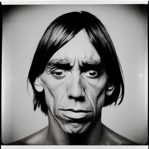Image similar to Mugshot Portrait of Young Iggy Pop, taken in the 1970s, photo taken on a 1970s polaroid camera, grainy, real life, hyperrealistic, ultra realistic, realistic, highly detailed, epic, HD quality, 8k resolution, body and headshot, film still, front facing, front view, headshot and bodyshot, detailed face, very detailed face