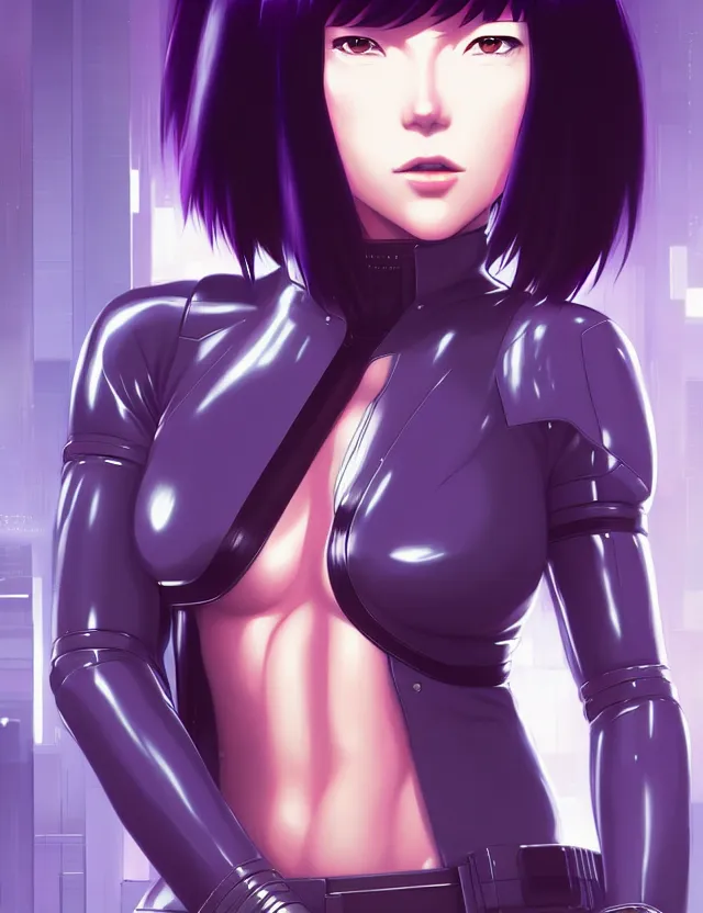 Image similar to a fullbody portrait of motoko kusanagi the major ghost in the shell : : stand alone complex, under repairs, maintenance : : by ilya kuvshinov, rossdraws, artgerm, sola digital arts, anti aliasing, raytracing : :