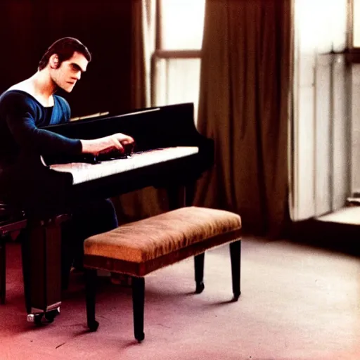 Image similar to henry cavill playing piano, autochrome