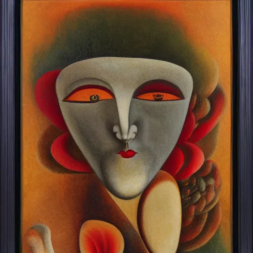 Image similar to floral face portrait by leonetto cappiello and wojciech siudmak and ernst fuchs, anni albers, oil on canvas