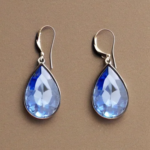 Image similar to teardrop sapphire earrings. platinum