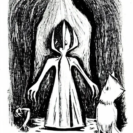 Prompt: nosferatu, illustration by tove jansson