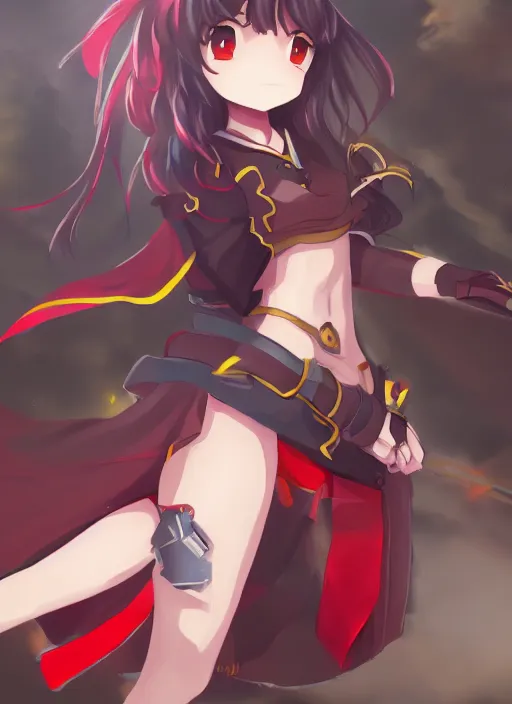 Image similar to megumin, art by nixeu, trending on Artstation, illustration, mappa studio quality