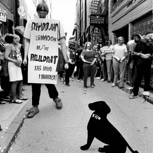 Image similar to clifford the big red dog at the stonewall riots in 1 9 6 9