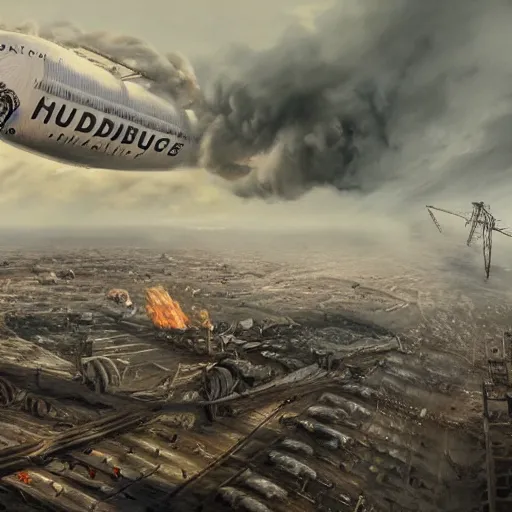 Image similar to ultra realistic illustration, the hindenburg disaster, highly detailed, digital painting, artstation, trending