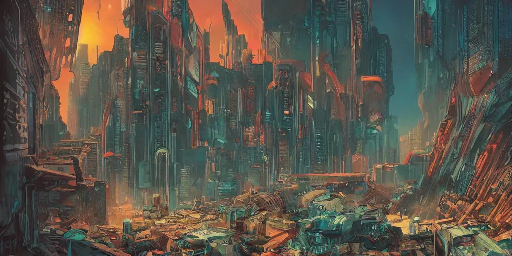 Prompt: full page comic book drawings of cyberpunk apocalyptic underwater ocean scenes, bold color palette, high contrast, by carel willink and jean giraud, comic book panels, octane render
