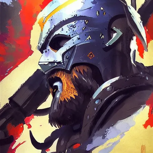 Prompt: a beautiful painting of Kunkka from Dota by Yoji Shinkawa, Metal Gear Solid, strong lines and bold colors, limited color palette, atmosphere and tension, Japanese, trending on artstation