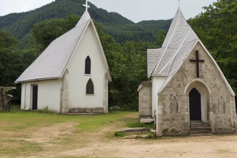 Prompt: the saddest little church in saint sanne