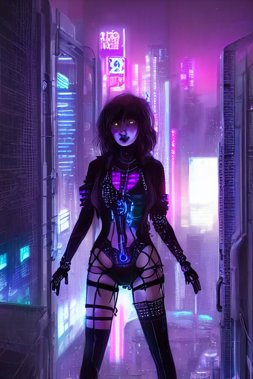 Image similar to portrait futuristic sinful cyberpunk young female necromancer, in futuristic moonlighting tokyo rooftop cyberpunk night, ssci-fi, fantasy, intricate, very very beautiful, elegant, neon light, highly detailed, digital painting, artstation, concept art, soft light, hdri, smooth, sharp focus, illustration, art by tian zi and craig mullins and WLOP and alphonse mucha