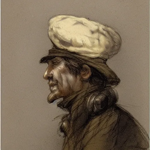 Image similar to man wearing a heavy fat stone hat high resolution, high quality, by jean - baptiste monge