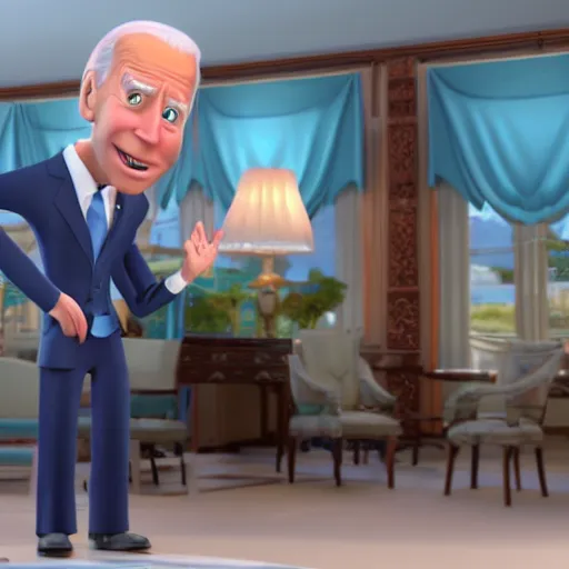 Prompt: joe biden on meth as seen in award winning animated pixar movie 4k octane render