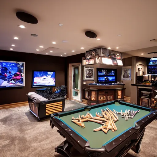 Prompt: the ultimate man cave,photgraphy,detailed