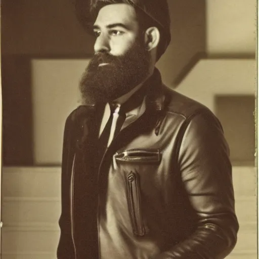 Prompt: cyberpunk portrait man with beard, 1960s vintage photo, extremely detailed electronics