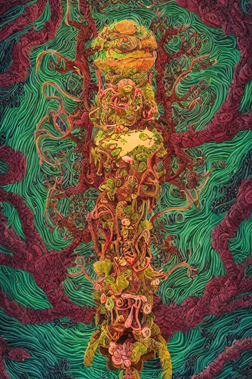 Image similar to creature sushi roots cactus elemental flush of force nature micro world fluo light deepdream a wild amazing steampunk baroque ancient alien creature, intricate detail, colorful digital painting that looks like it is from borderlands and by feng zhu and loish and laurie greasley, victo ngai, andreas rocha, john harris