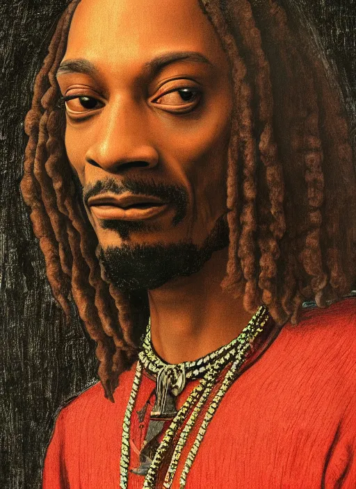 Image similar to a very high resolution image from a new movie, snoop dogg. drawn by leonardo da vinci. mountains, directed by wes anderson