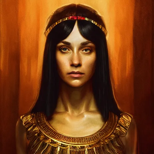 Image similar to Cleopatra portrait, atmospheric lighting, painted, intricate, volumetric lighting, beautiful, rich deep colors masterpiece, golden hour, sharp focus, ultra detailed, by Leesha Hannigan, Ross Tran, Thierry Doizon, Kai Carpenter,Ignacio Fernández Ríos