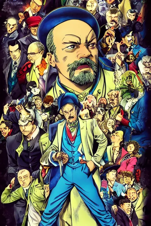 Prompt: A picture of Lenin in JoJo Bizarre Adventure, by Hirohiko Araki, Comic Style, FullHD, trending on Artstation