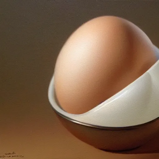 Prompt: a hyper-realistic studio oil painting of an egg; hyper-detailed; an extraordinary masterpiece!!!; flawless; trending on artstation