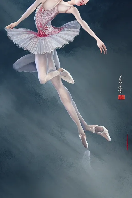 Image similar to chinese prima ballerina, gorgeous, ethereal, intricate, elegant, volumetric lighting, nature scenery, digital painting, highly detailed, artstation, sharp focus, illustration, concept art, clive barker