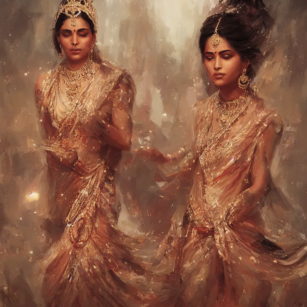 Prompt: an art of an elegant hindu princess, extremely detailed art by greg rutkowski