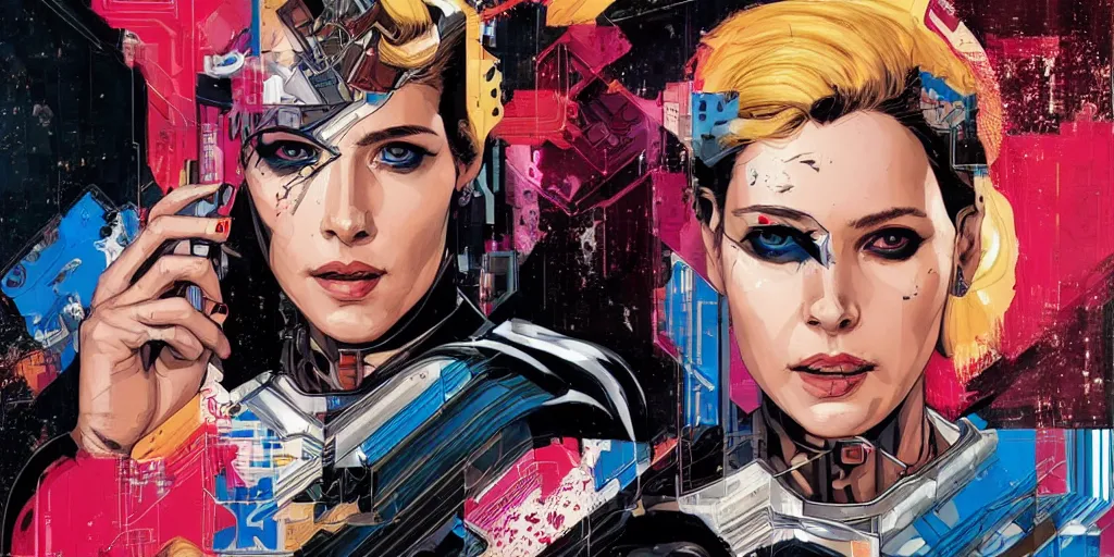 Image similar to a portrait of a single female android, by MARVEL comics and Sandra Chevrier, 4k