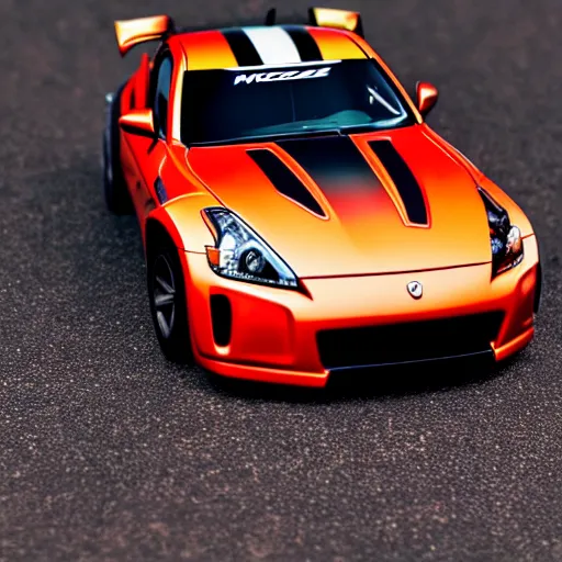 Image similar to a hotwheel supercar based on the 3 7 0 z and nsx, it has a red and black paint, photoreal, car photography, hotwheels, award winning, supercar,