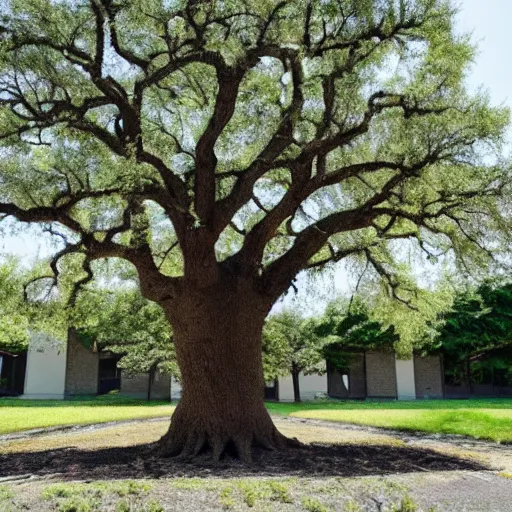 Prompt: an oak tree growing out of a person in a nursing home