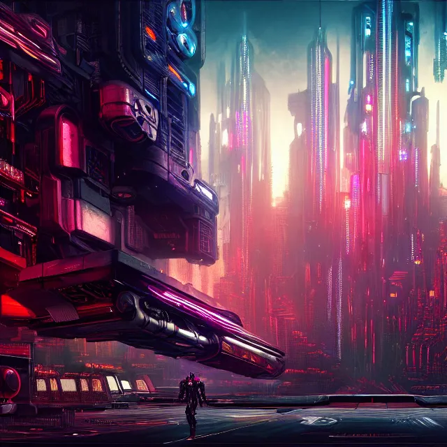 Prompt: Beautiful 3d render of the cyberpunk terminator illuminati robot, centered face, portrait, atmospheric lighting, painted, intricate, volumetric lighting, beautiful, rich deep colours masterpiece, sharp focus, ultra detailed, in the style of Dan Mumford and marc simonetti, with a crowded futuristic cyberpunk city in the background, astrophotgraphy