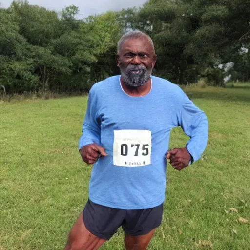 Prompt: award - winning rugged old black man after running